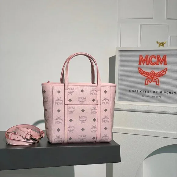MCM shoulder bag/crossbody bag, pink with all-over monogram print. - Picture 3 of 9